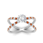 Load image into Gallery viewer, cross-band-round-cut-engagment-ring-with-orange-sapphire-white-gold-FD9890RORGSAORANGLE5-NL-WG_927ec64d-ccca-4eb3-814e-2324fea81a0b.jpg?v=1760525946

