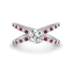 Load image into Gallery viewer, cross-band-round-cut-engagment-ring-with-pink-sapphire-white-gold-FD9890RORGSADRPI-NL-WG_71c73737-9fc2-4162-8e3d-efac96c2d893.jpg?v=1760525945