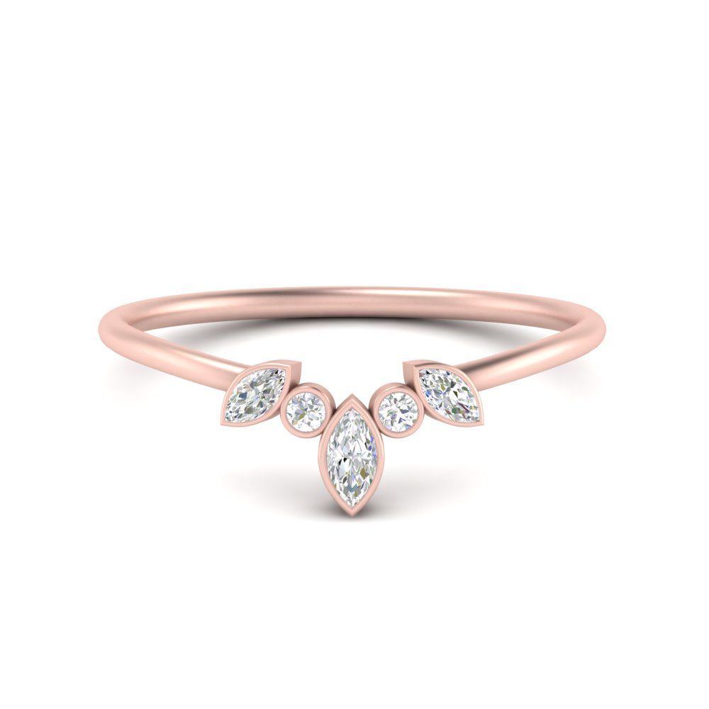 Crown Bezel Curved Band Ring