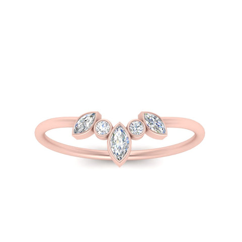 Crown Bezel Curved Band Ring