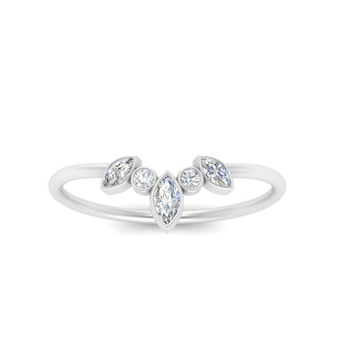 Crown Bezel Curved Band Ring