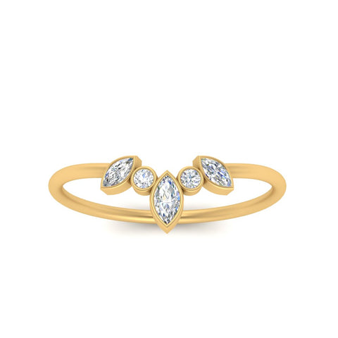 Crown Bezel Curved Band Ring