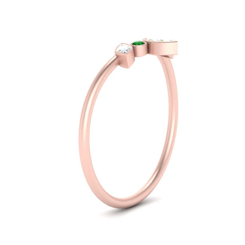 Crown Bezel Curved Band Ring