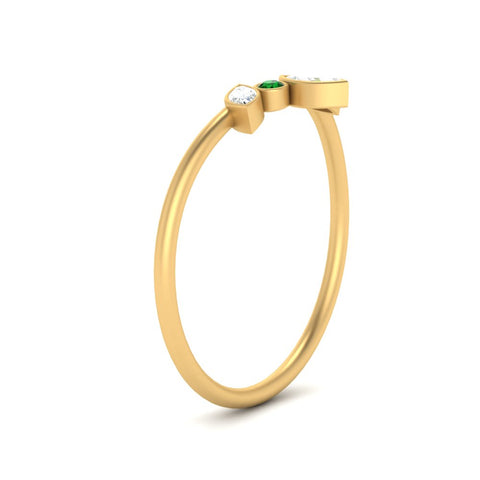 Crown Bezel Curved Band Ring