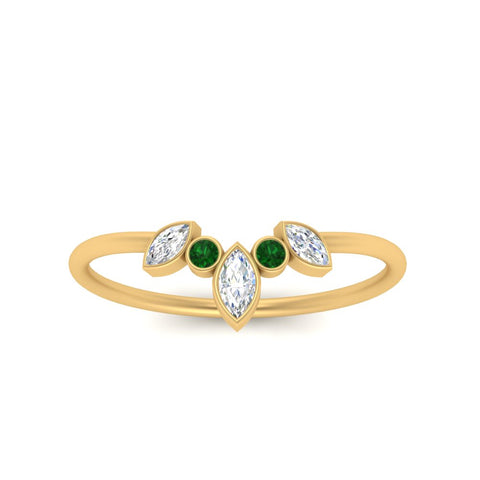 Crown Bezel Curved Band Ring