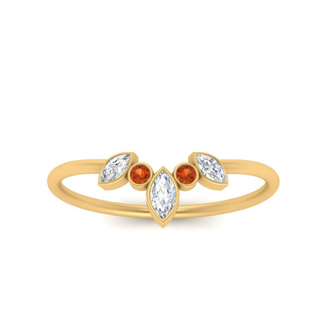 Crown Bezel Curved Band Ring