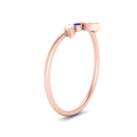 Crown Bezel Curved Band Ring