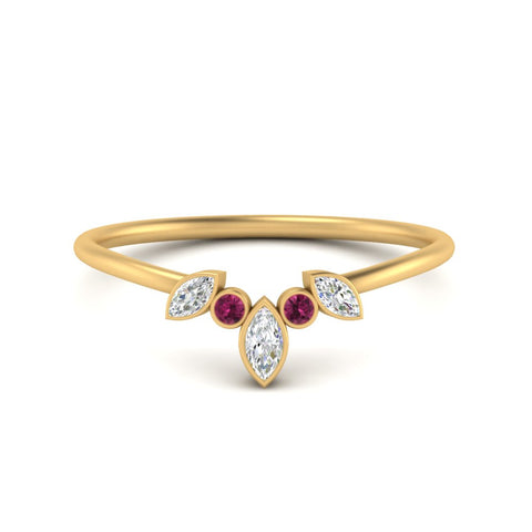 Crown Bezel Curved Band Ring