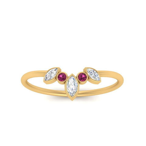 Crown Bezel Curved Band Ring