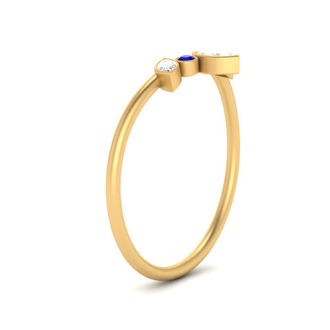 Crown Bezel Curved Band Ring