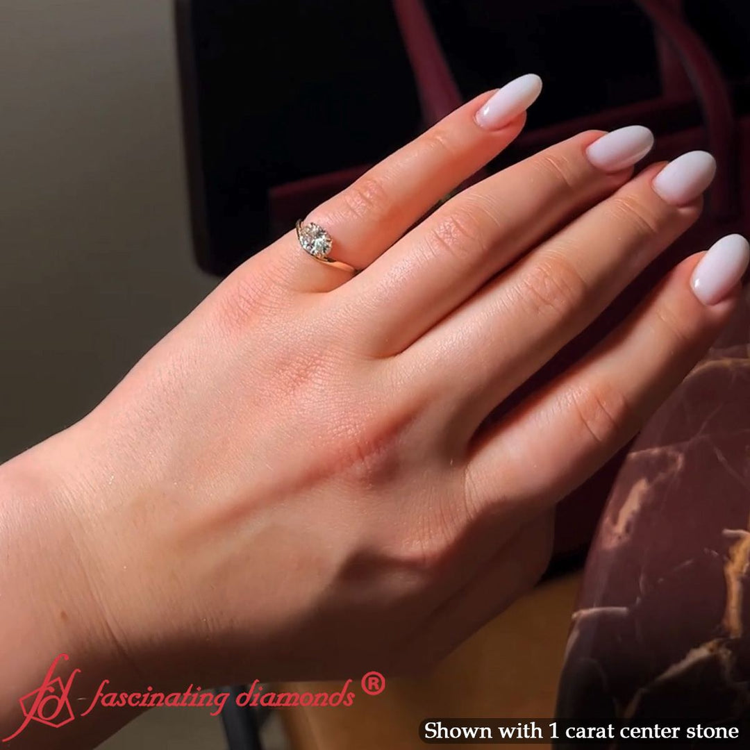 Curve Wave Solitaire Diamond Ring