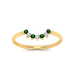 Load image into Gallery viewer, curved-diamond-band-for-solitaire-ring-with-emerald-in-yellow-gold-FD9480RORGEMGR-NL-YG.jpg
