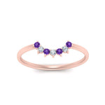 Load image into Gallery viewer, curved-diamond-band-for-solitaire-ring-with-purple-topaz-in-rose-gold-FD9480RORGVITO-NL-RG.jpg
