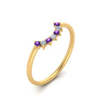 Load image into Gallery viewer, curved-diamond-band-for-solitaire-ring-with-purple-topaz-in-yellow-gold-FD9480RORGVITO-NL-YG.jpg
