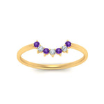 Load image into Gallery viewer, curved-diamond-band-for-solitaire-ring-with-purple-topaz-in-yellow-gold-FD9480RORGVITO-NL-YG.jpg
