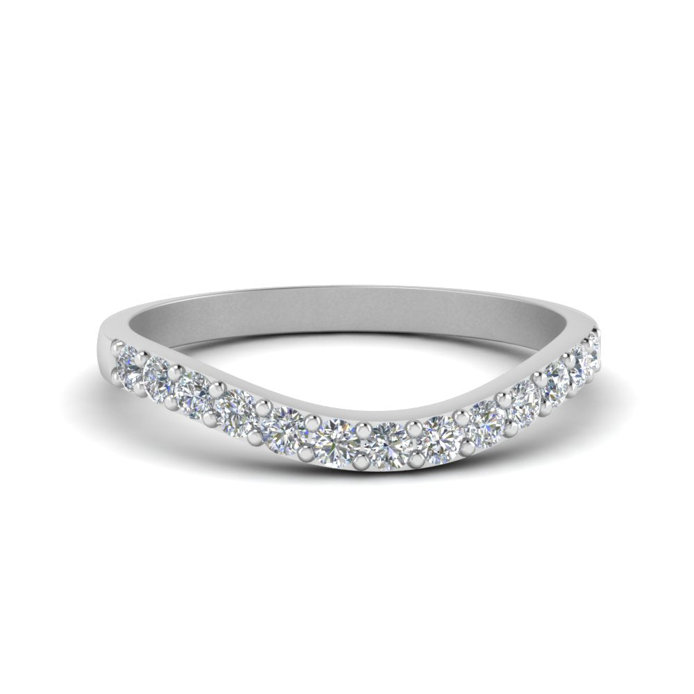 Curved Diamond Wedding Ring For Women