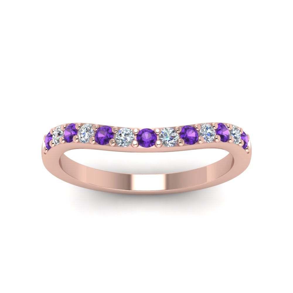 Curved Diamond Wedding Ring For Women