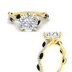Load image into Gallery viewer, curved-vine-scalloped-round-cut-black-diamond-engagement-ring-in-yellow-gold-fdenr11656rogblackangle3-nl-yg.jpg?v=1770355383