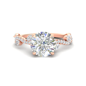Curved Vine Scalloped Lab Round Diamond Ring