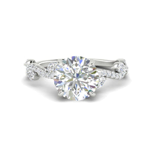 Curved Vine Scalloped Lab Round Diamond Ring
