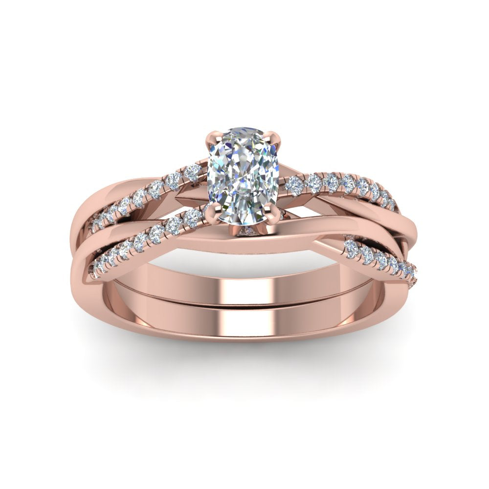 cushion-cut-Infinity-twist-diamond-matching-bridal-set-in-14K-rose-gold-FD8253CU-NL-RG