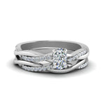 Load image into Gallery viewer, cushion-cut-Infinity-twist-diamond-matching-bridal-set-in-14K-white-gold-FD8253CU-NL-WG
