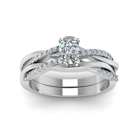 cushion-cut-Infinity-twist-diamond-matching-bridal-set-in-14K-white-gold-FD8253CU-NL-WG