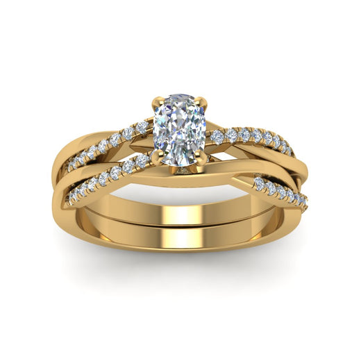 cushion-cut-Infinity-twist-diamond-matching-bridal-set-in-14K-yellow-gold-FD8253CU-NL-YG