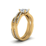 Load image into Gallery viewer, cushion-cut-Infinity-twist-diamond-matching-bridal-set-in-14K-yellow-gold-FD8253CU-NL-YG
