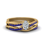Load image into Gallery viewer, cushion-cut-Infinity-twist-diamond-matching-bridal-set-with-blue-sapphire-in-14K-yellow-gold-FD8253CUGSABL-NL-YG
