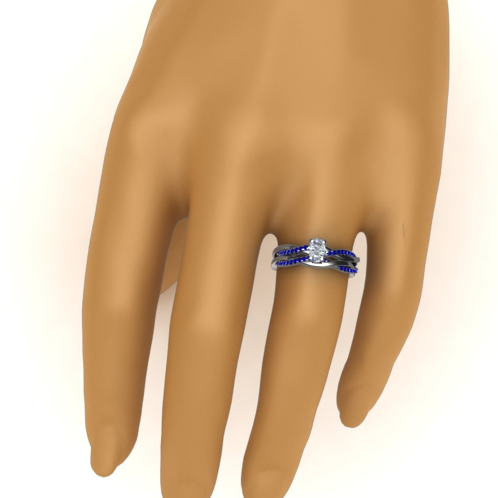 cushion-cut-Infinity-twist-diamond-matching-bridal-set-with-blue-sapphire-in-950-Platinum-FD8253CUGSABL-NL-WG