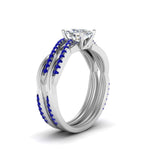 Load image into Gallery viewer, cushion-cut-Infinity-twist-diamond-matching-bridal-set-with-blue-sapphire-in-14K-white-gold-FD8253CUGSABL-NL-WG
