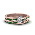 Thumbnail 10 - cushion-cut-Infinity-twist-diamond-matching-bridal-set-with-emerald-in-14K-rose-gold-FD8253CUGEMGR-NL-RG