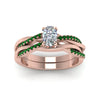 Load image into Gallery viewer, cushion-cut-Infinity-twist-diamond-matching-bridal-set-with-emerald-in-14K-rose-gold-FD8253CUGEMGR-NL-RG