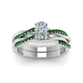Thumbnail 71 - cushion-cut-Infinity-twist-diamond-matching-bridal-set-with-emerald-in-950-Platinum-FD8253CUGEMGR-NL-WG
