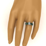 Load image into Gallery viewer, cushion-cut-Infinity-twist-diamond-matching-bridal-set-with-emerald-in-950-Platinum-FD8253CUGEMGR-NL-WG
