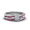 Load image into Gallery viewer, cushion-cut-Infinity-twist-diamond-matching-bridal-set-with-pink-sapphire-in-14K-white-gold-FD8253CUGSADRPI-NL-WG