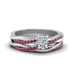 Load image into Gallery viewer, cushion-cut-Infinity-twist-diamond-matching-bridal-set-with-pink-sapphire-in-950-Platinum-FD8253CUGSADRPI-NL-WG
