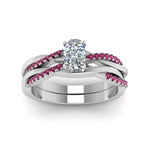 Load image into Gallery viewer, cushion-cut-Infinity-twist-diamond-matching-bridal-set-with-pink-sapphire-in-950-Platinum-FD8253CUGSADRPI-NL-WG
