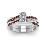 Load image into Gallery viewer, cushion-cut-Infinity-twist-diamond-matching-bridal-set-with-ruby-in-14K-white-gold-FD8253CUGRUDR-NL-WG
