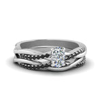 Load image into Gallery viewer, cushion-cut-Infinity-twist-matching-bridal-set-with-black-diamond-in-14K-white-gold-FD8253CUGBLACK-NL-WG
