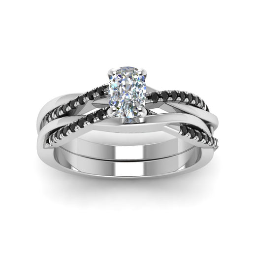 cushion-cut-Infinity-twist-matching-bridal-set-with-black-diamond-in-14K-white-gold-FD8253CUGBLACK-NL-WG