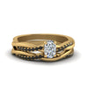 Load image into Gallery viewer, cushion-cut-Infinity-twist-matching-bridal-set-with-black-diamond-in-14K-yellow-gold-FD8253CUGBLACK-NL-YG