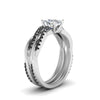 Load image into Gallery viewer, cushion-cut-Infinity-twist-matching-bridal-set-with-black-diamond-in-14K-white-gold-FD8253CUGBLACK-NL-WG