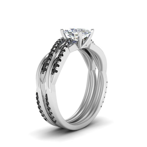 cushion-cut-Infinity-twist-matching-bridal-set-with-black-diamond-in-14K-white-gold-FD8253CUGBLACK-NL-WG