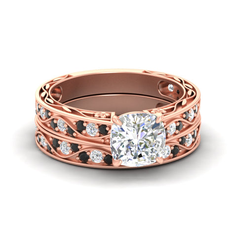 cushion-cut-antique-filigree-black-diamond-bridal-ring-set-in-rose-gold-fdens3543cugblacksleep-nl-rg.jpg