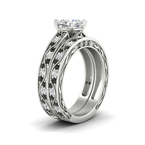 cushion-cut-antique-filigree-black-diamond-bridal-ring-set-in-white-gold-fdens3543cugblackangle2-nl-wg.jpg
