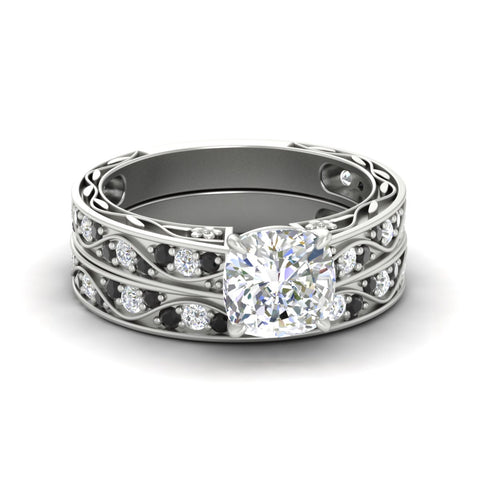 cushion-cut-antique-filigree-black-diamond-bridal-ring-set-in-white-gold-fdens3543cugblacksleep-nl-wg.jpg