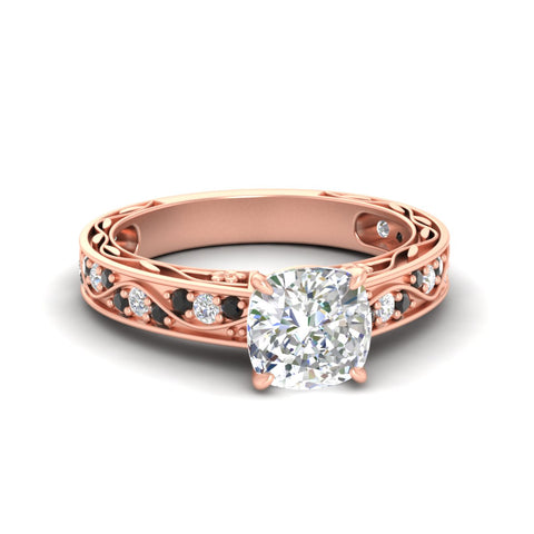 cushion-cut-antique-filigree-black-diamond-engagement-ring-in-rose-gold-fdens3543curgblacksleep-nl-rg.jpg