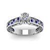 Load image into Gallery viewer, cushion-cut-antique-filigree-diamond-ring-with-blue-sapphire-in-14K-white-gold-FDENS3543CURGSABLANGLE5-NL-WG_e2c3169b-d09a-4724-b018-03b6428f2e2b